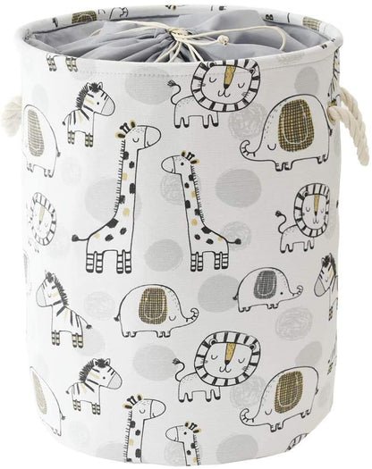 Canvas Wäschekorb Kinderzimmer 42L Giraffe – faltbar mit Zugverschluss für Spielzeug & Wäsche