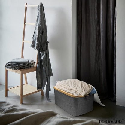 Wäschekorb faltbar 50L Grau Bambus Oxford – platzsparend klappbar mit Griffen für Bad & Kinderzimmer