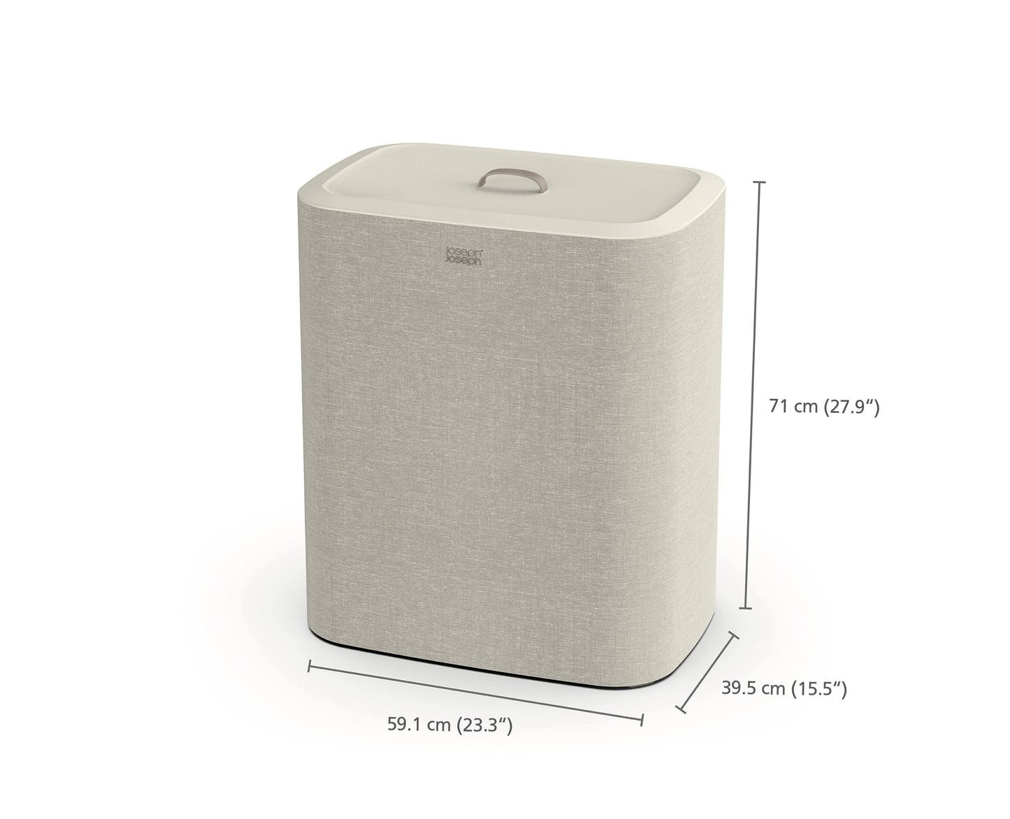 Joseph Joseph Tota Trio 90L Wäschesortierkorb mit Deckel, 3 herausnehmbare Säcke, Ecru Beige