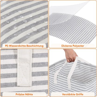 Lifewit 2er Set 80L Wäschekorb – Faltbare Wäschebox mit Griffen, großer Wäschesammler, Grau